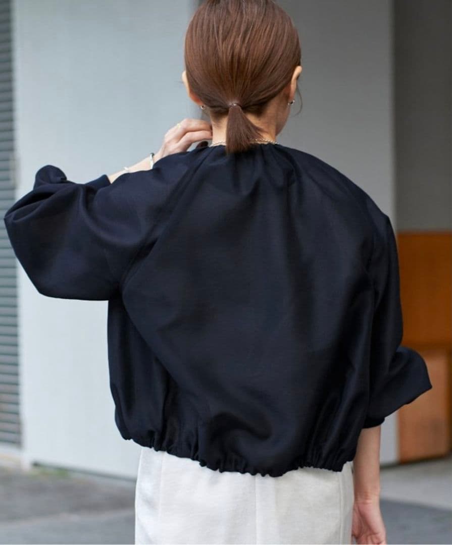 25SS美品　IENA　シアーノーカラーブルゾン　ネイビー　イエナ