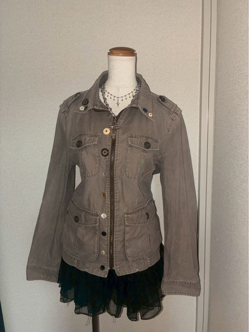 y2k ミニタリージャケット ボタン NANA 平成ギャル フェアリーグランジ