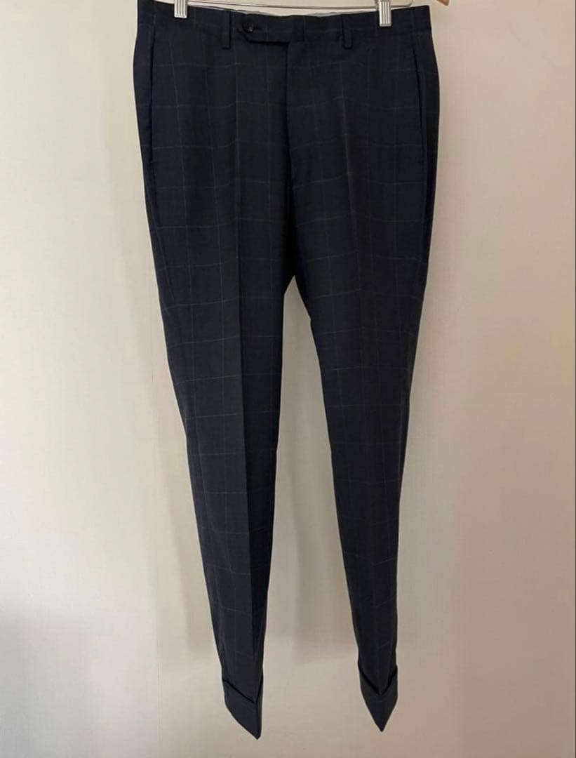 【美品】ユニバーサルランゲージ リングヂャケットスーツ ネイビー メンズ 46