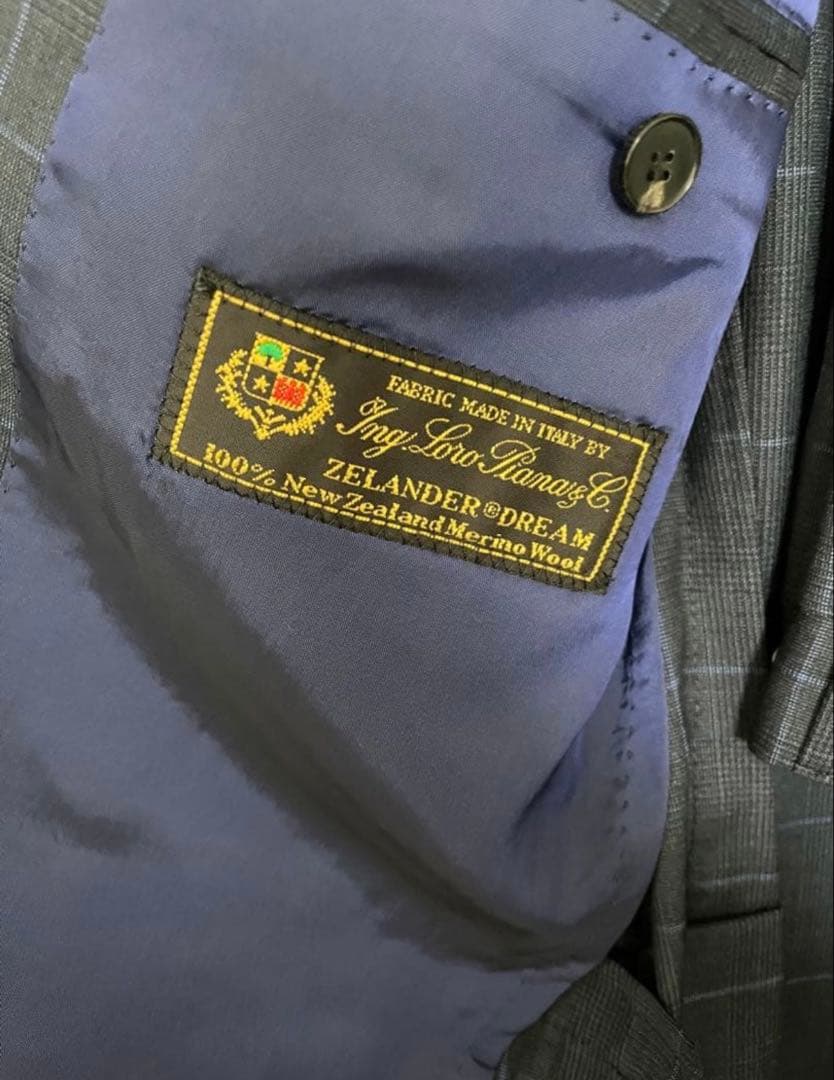 【美品】ユニバーサルランゲージ リングヂャケットスーツ ネイビー メンズ 46