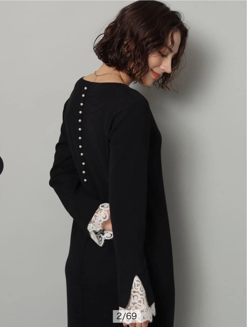 新品Arpege story 袖口レースニットワンピース Mサイズ