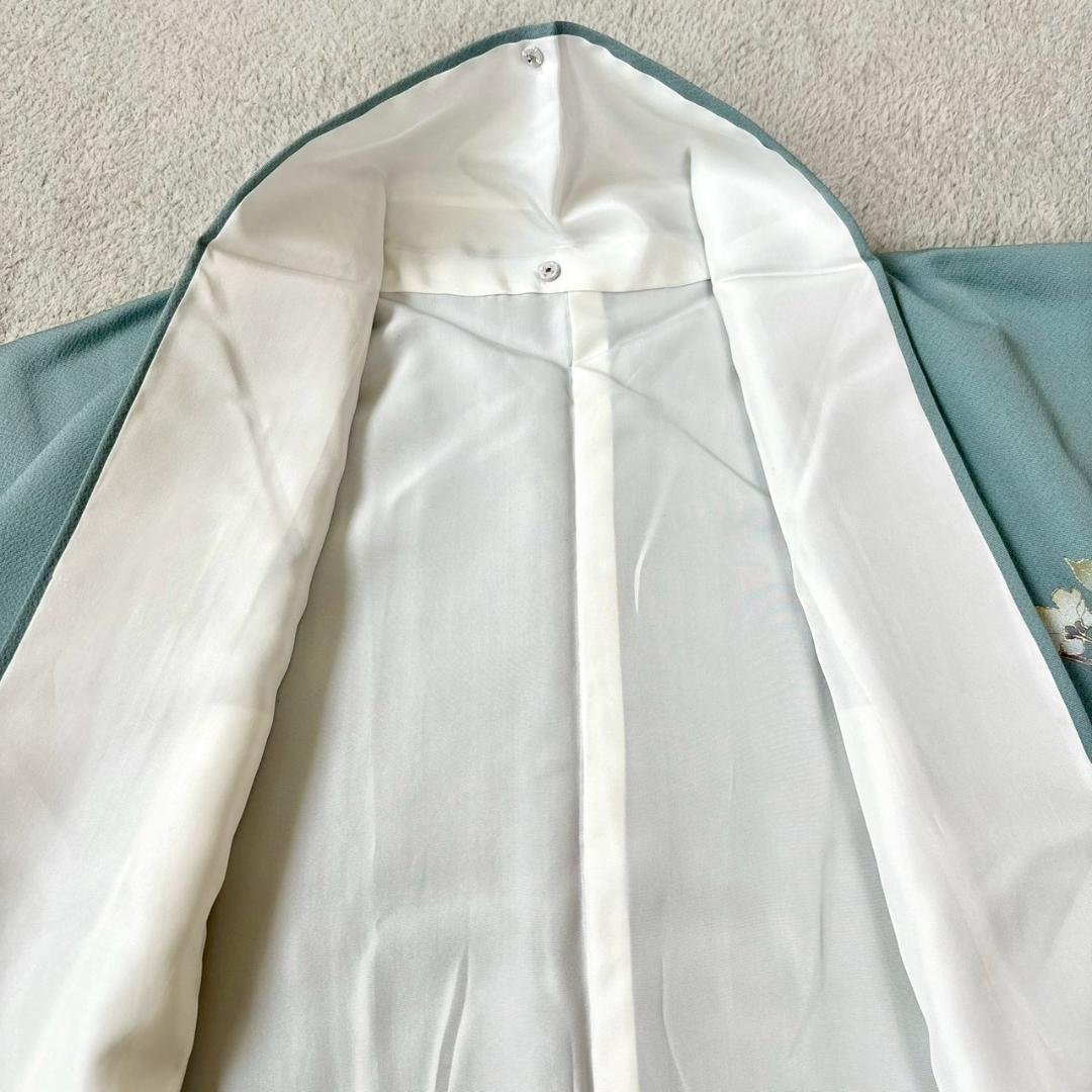 付け下げ 友禅 紋無し 浅縹色 水色 正絹 丈160 裄64 IS1081☆