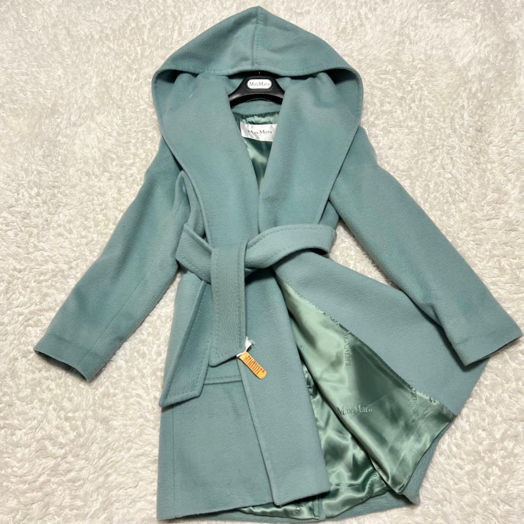 美品 マックスマーラ 白タグ リアルト ベルテットコート Aライン キャメルヘア