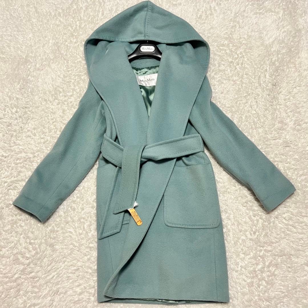 美品 マックスマーラ 白タグ リアルト ベルテットコート Aライン キャメルヘア