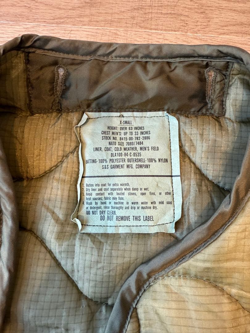 【新品】M-65 xsライナー　フィッシュテール / デッド/ 80s