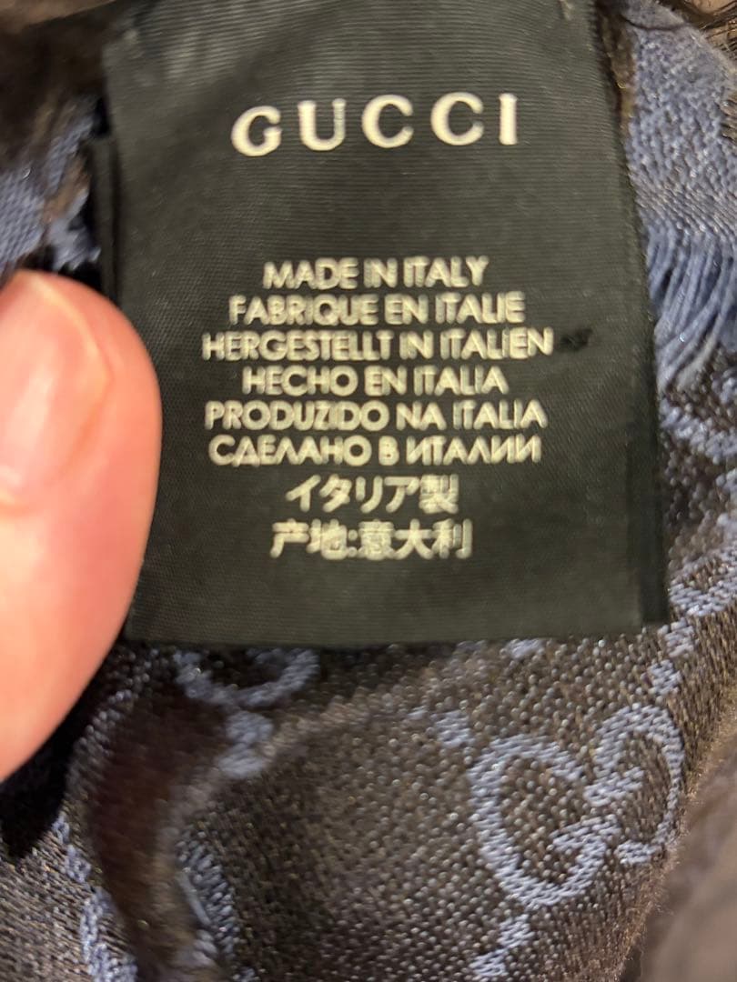 GUCCI GGパターン マフラー ストールダークブルー/ブラック