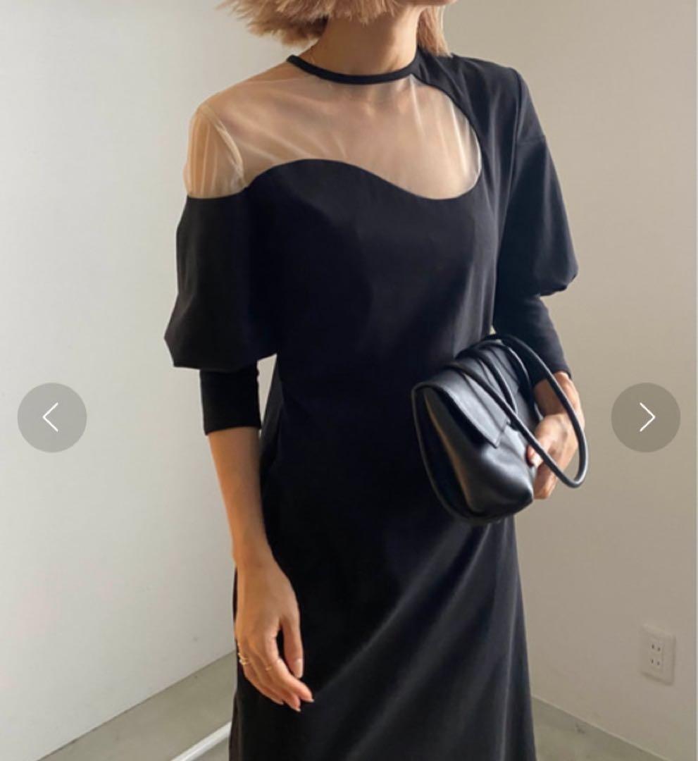 ワンピース AMERI LAKE CURVE TRICOT RIB DRESS