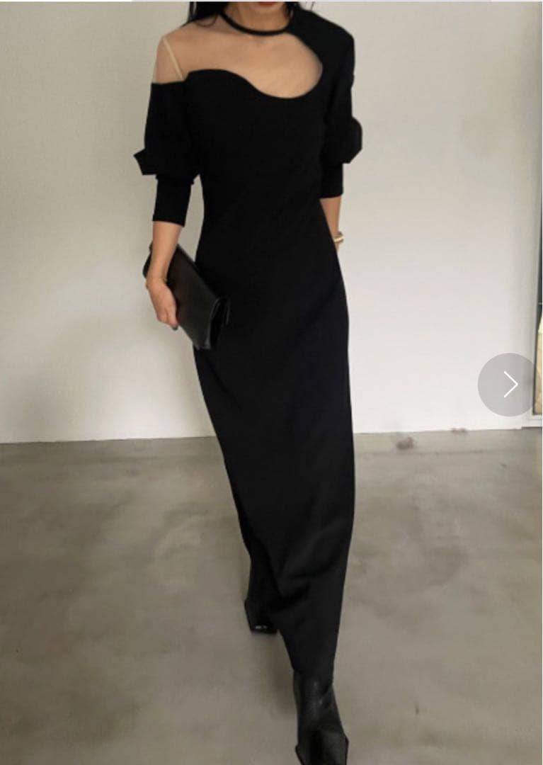 ワンピース AMERI LAKE CURVE TRICOT RIB DRESS