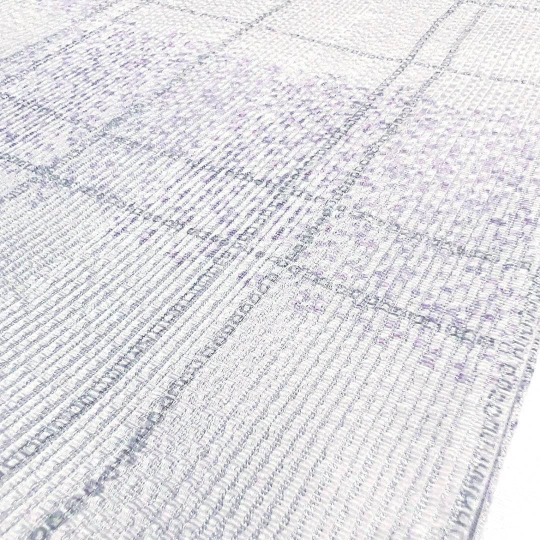 未着用　袋帯　本泥染　格子　変わり市松　銀糸　着物　091a u