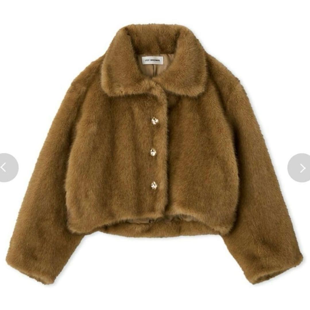 LILY BROWN バリエファーショートコート　キャメル