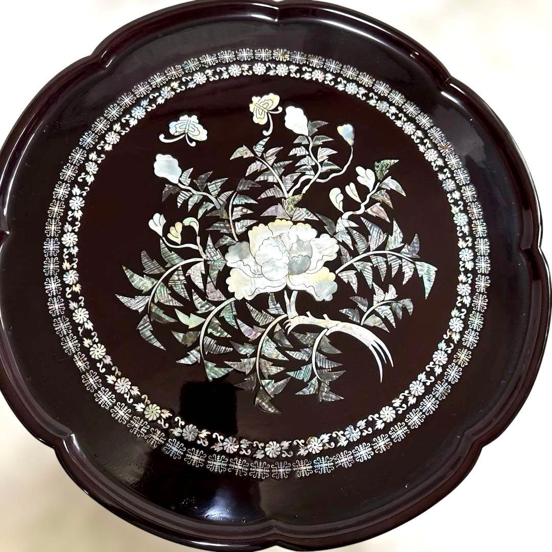 【美品】韓国伝統工芸 螺鈿細工 貝殻細工　ちゃぶ台　ローテーブル　座卓　折り畳み