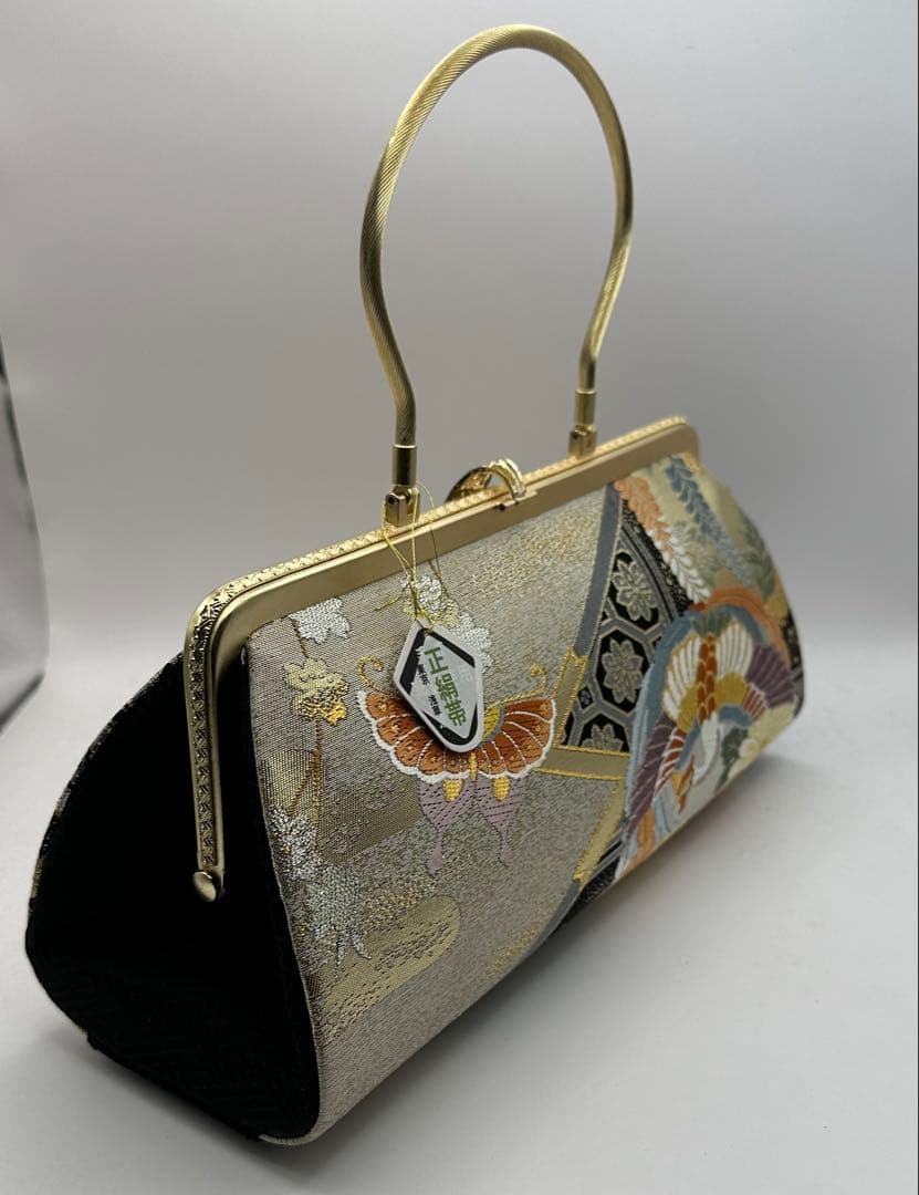 正絹帯地　金手横長草履バックセット　Fサイズ