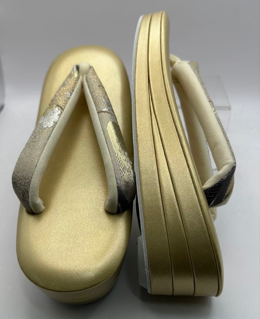 正絹帯地　金手横長草履バックセット　Fサイズ