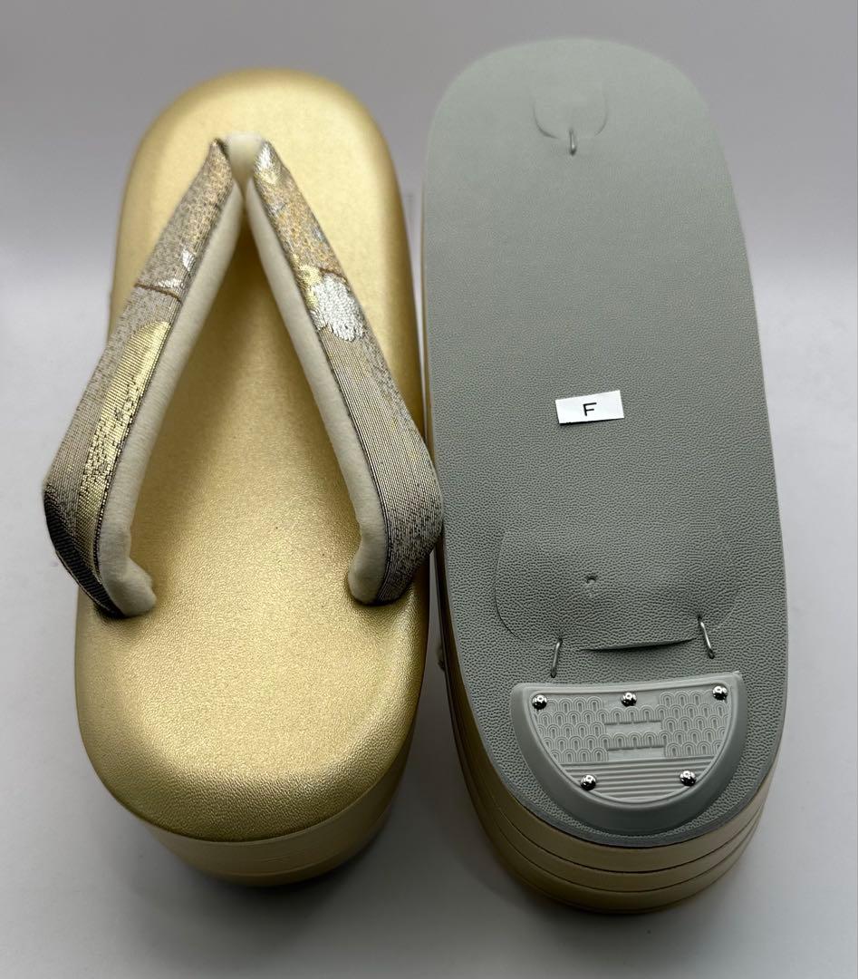 正絹帯地　金手横長草履バックセット　Fサイズ