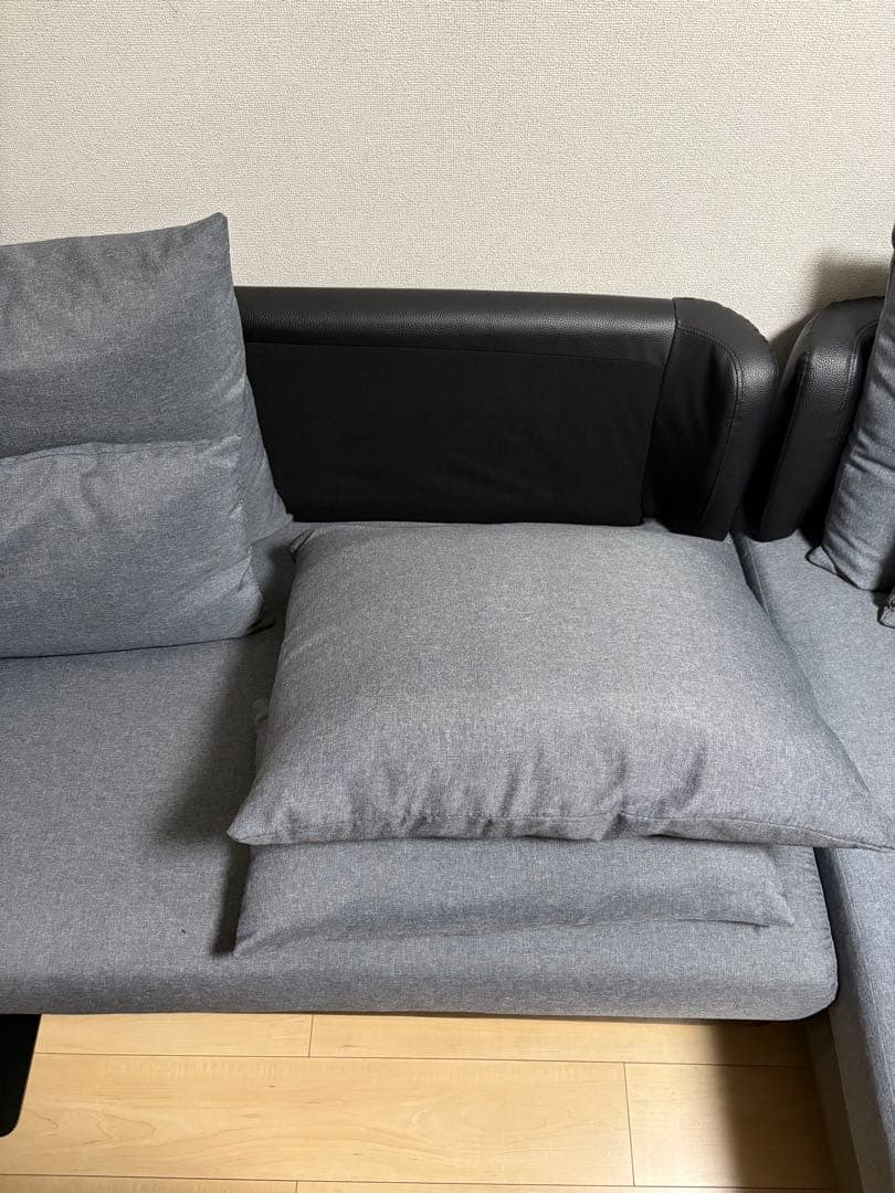ニトリ　グレー カウチソファ 5人掛け