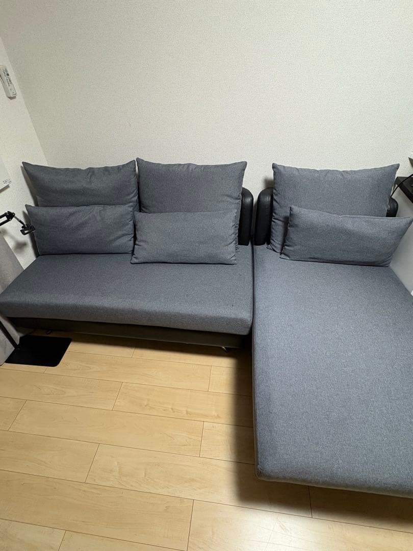 ニトリ　グレー カウチソファ 5人掛け