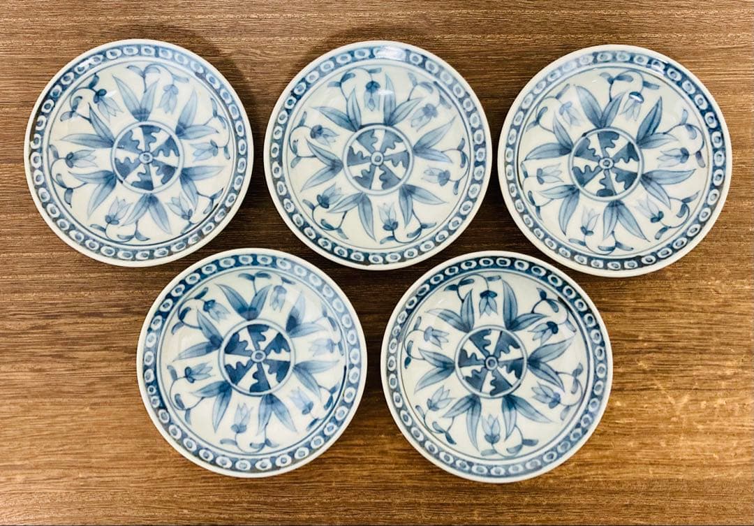 佐藤走波（六代）染付　花文　三寸皿5枚