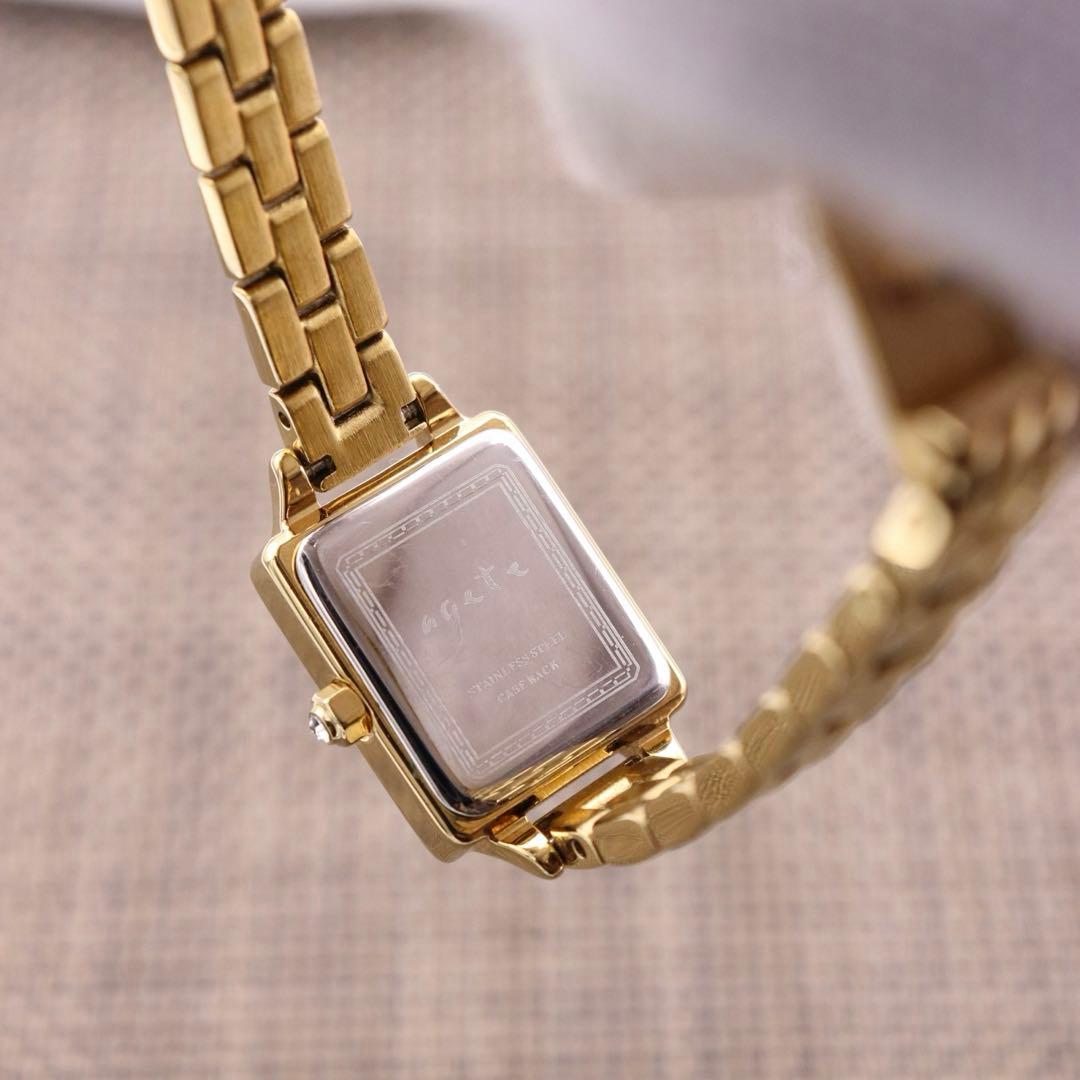 専用出品です。agete スクエア/動作良好 ダイヤ3P ゴールド 人気