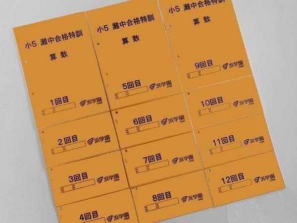 浜学園 小5 算数 灘中合格特訓 テキスト 1回～12回 1年分