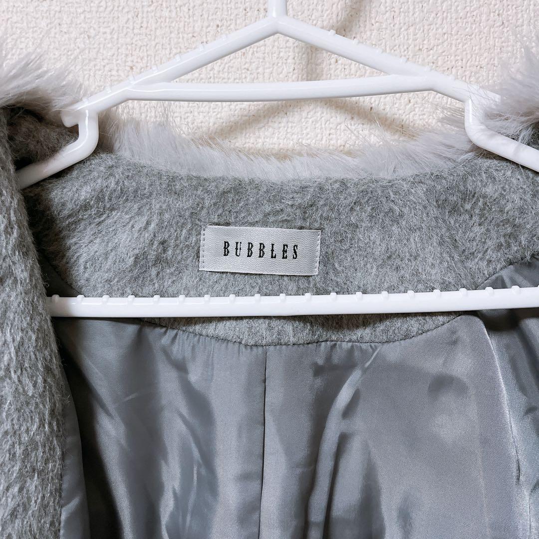 bubblesファーカラーメルトンコート