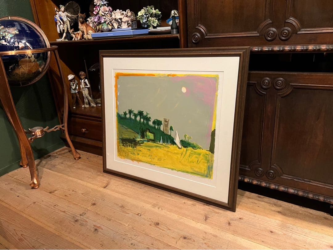 まおぽん＊吉岡耕二 aswan リトグラフ 絵画 額縁 アート