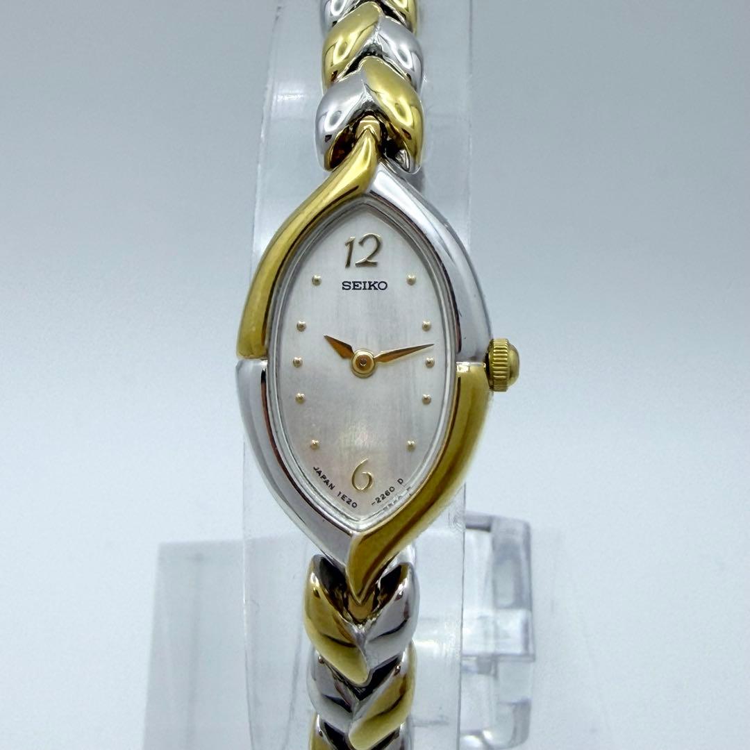 【美品 稼働 新品電池】セイコー シェル文字盤 レディース クオーツ 腕時計