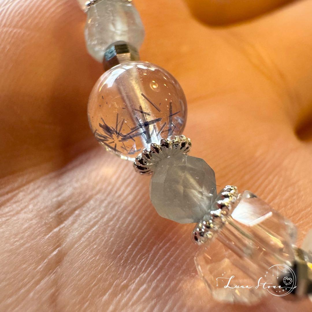 【レインボームーンストーン デュモルチェライト】天然石 ブレスレット