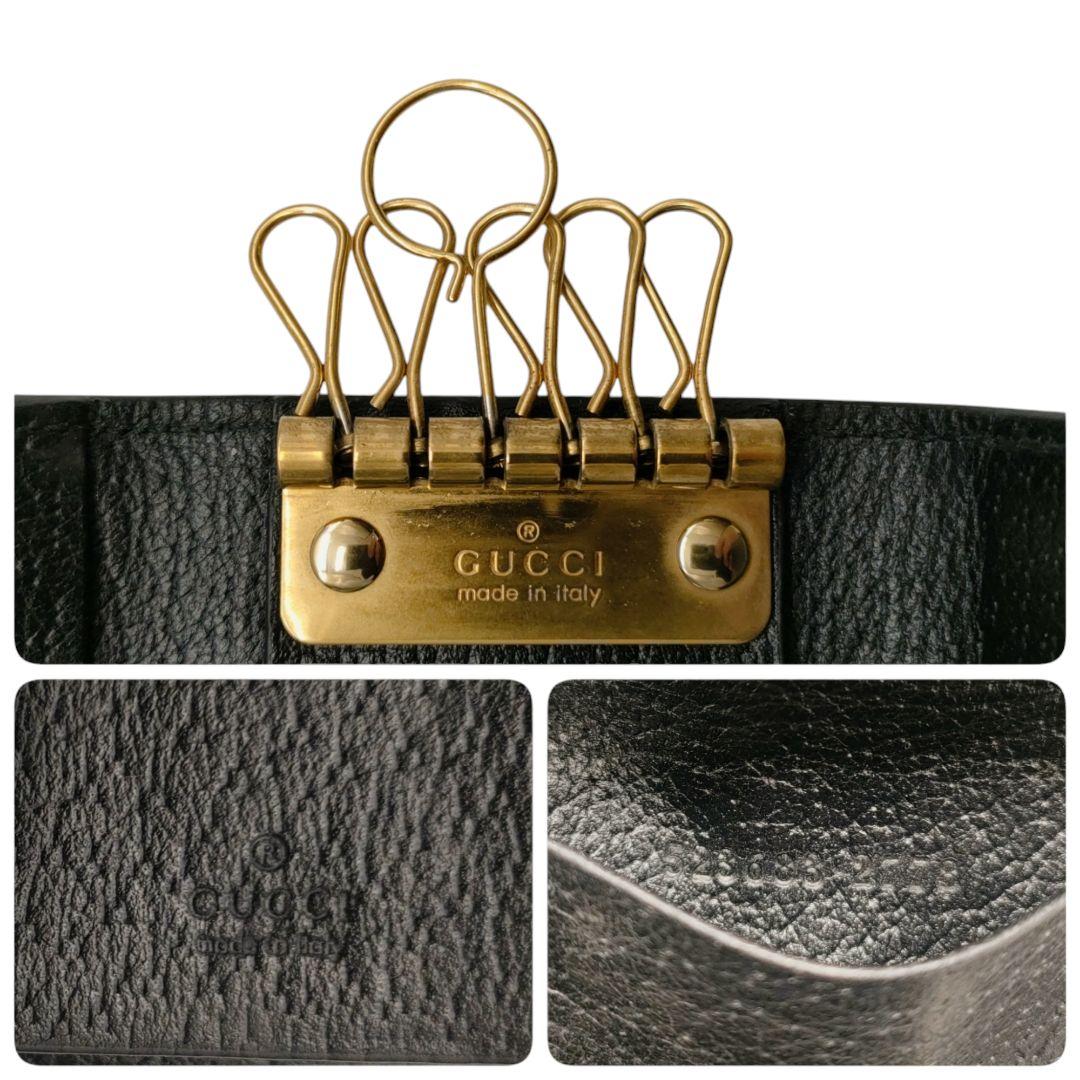 グッチ　6連キーケース　アニマリエ　ビー　ブラック