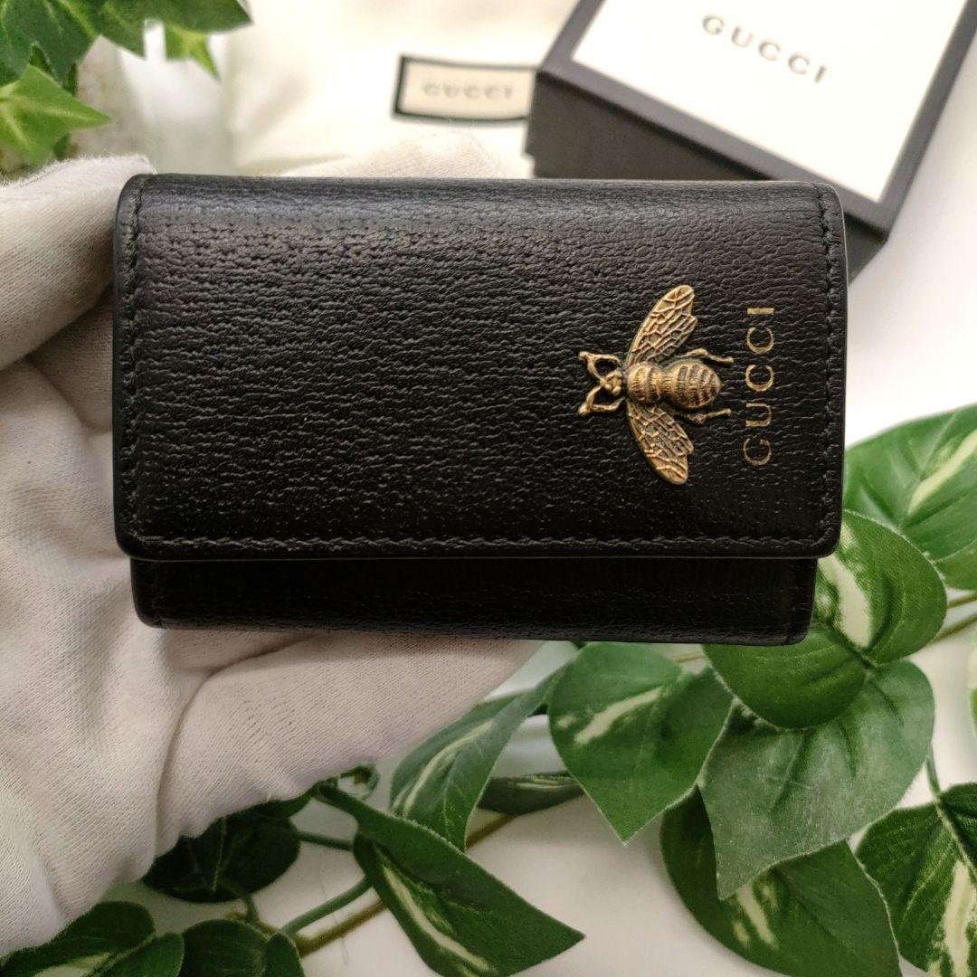 グッチ　6連キーケース　アニマリエ　ビー　ブラック