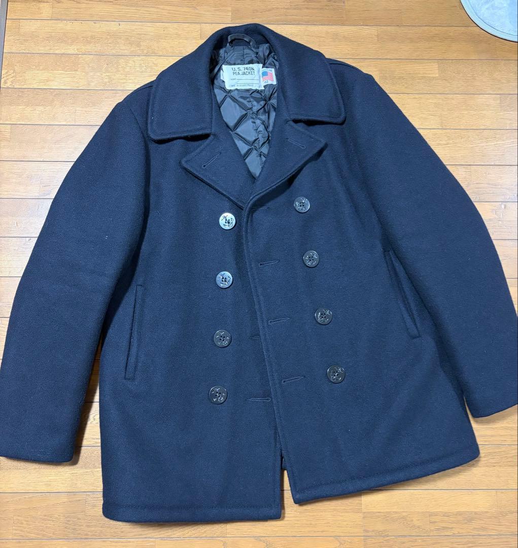 美品　schott ショット 740N Pコート ウール　ネイビー42