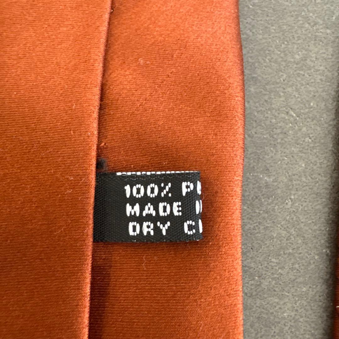 【未使用品級】ステファノリッチ ソリッドタイ プリーツ加工 オレンジ ネクタイ