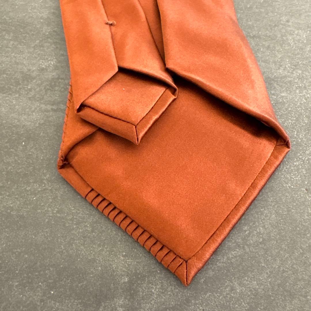 【未使用品級】ステファノリッチ ソリッドタイ プリーツ加工 オレンジ ネクタイ