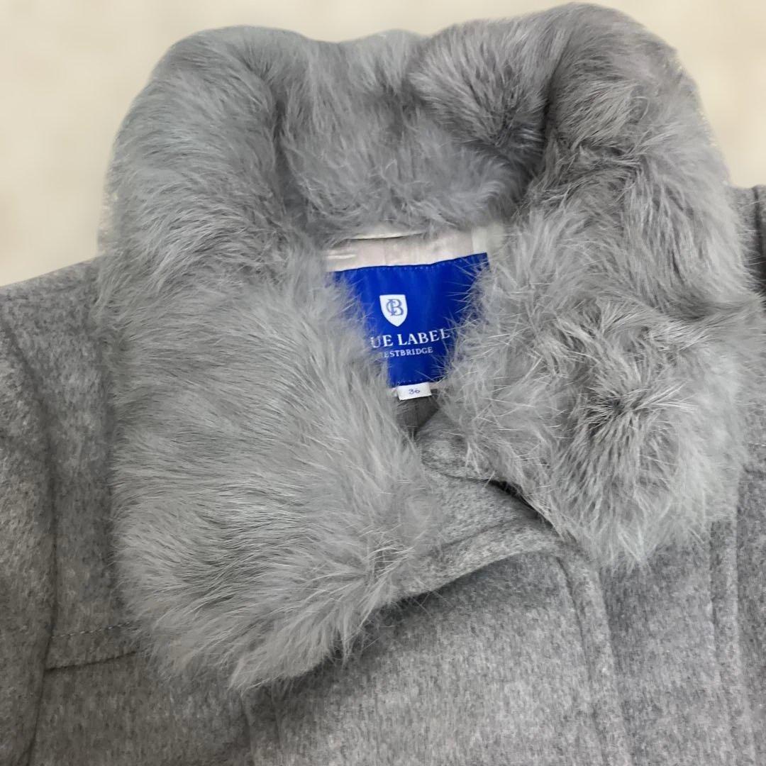 《クリーニング済み》ブルーレーベルクリストブリッジ　ロングコート　ライトグレー