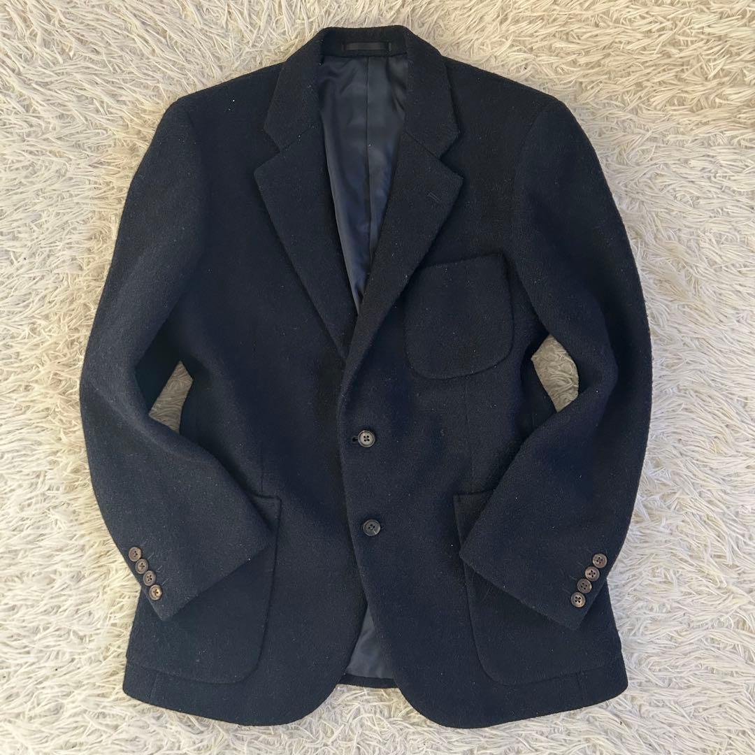 美品　Harris Tweed ネイビー テーラードジャケット　ウール