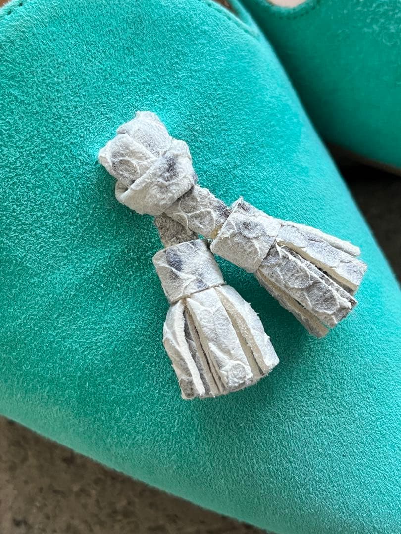 シャテル　ポインテッドトウフラットシューズ　グリーン　サイズ37