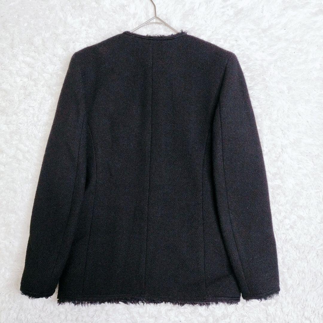 Lisiere ノーカラージャケット 金ボタン ツイード　シルク　日本製