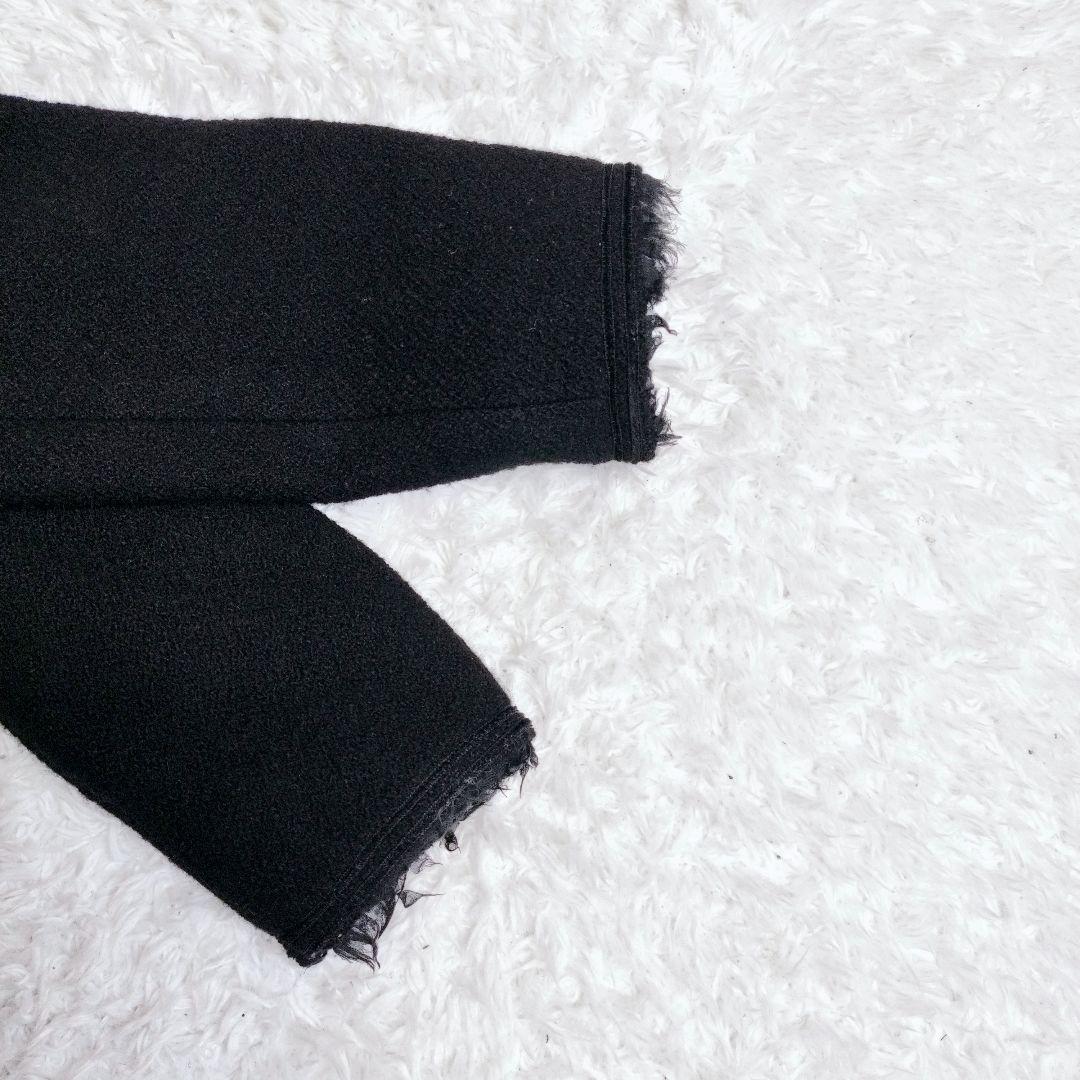 Lisiere ノーカラージャケット 金ボタン ツイード　シルク　日本製