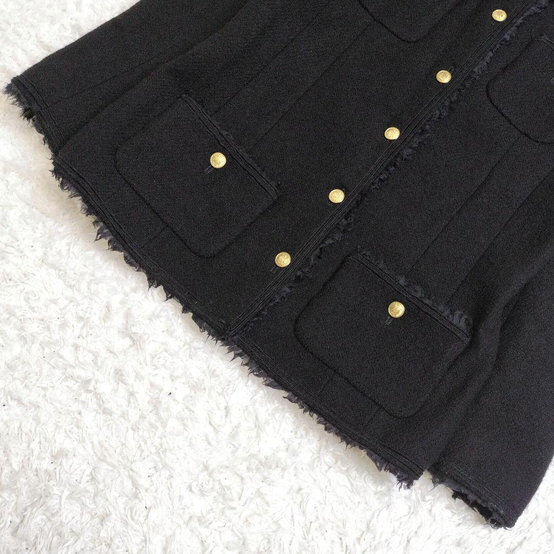 Lisiere ノーカラージャケット 金ボタン ツイード　シルク　日本製