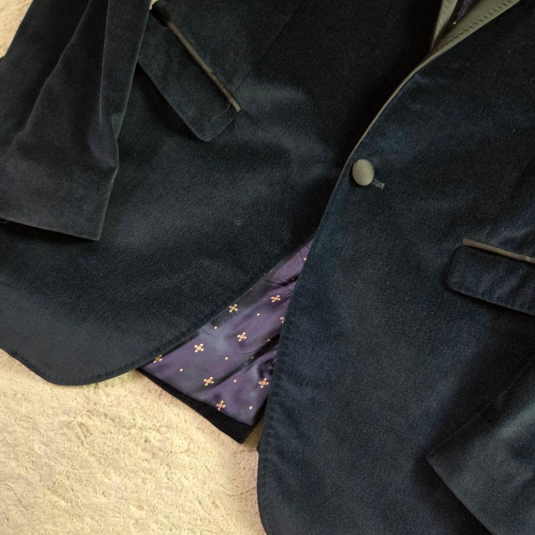 美品 ドルチェ&ガッバーナ ベロア タキシードジャケット 44 S ダークブルー