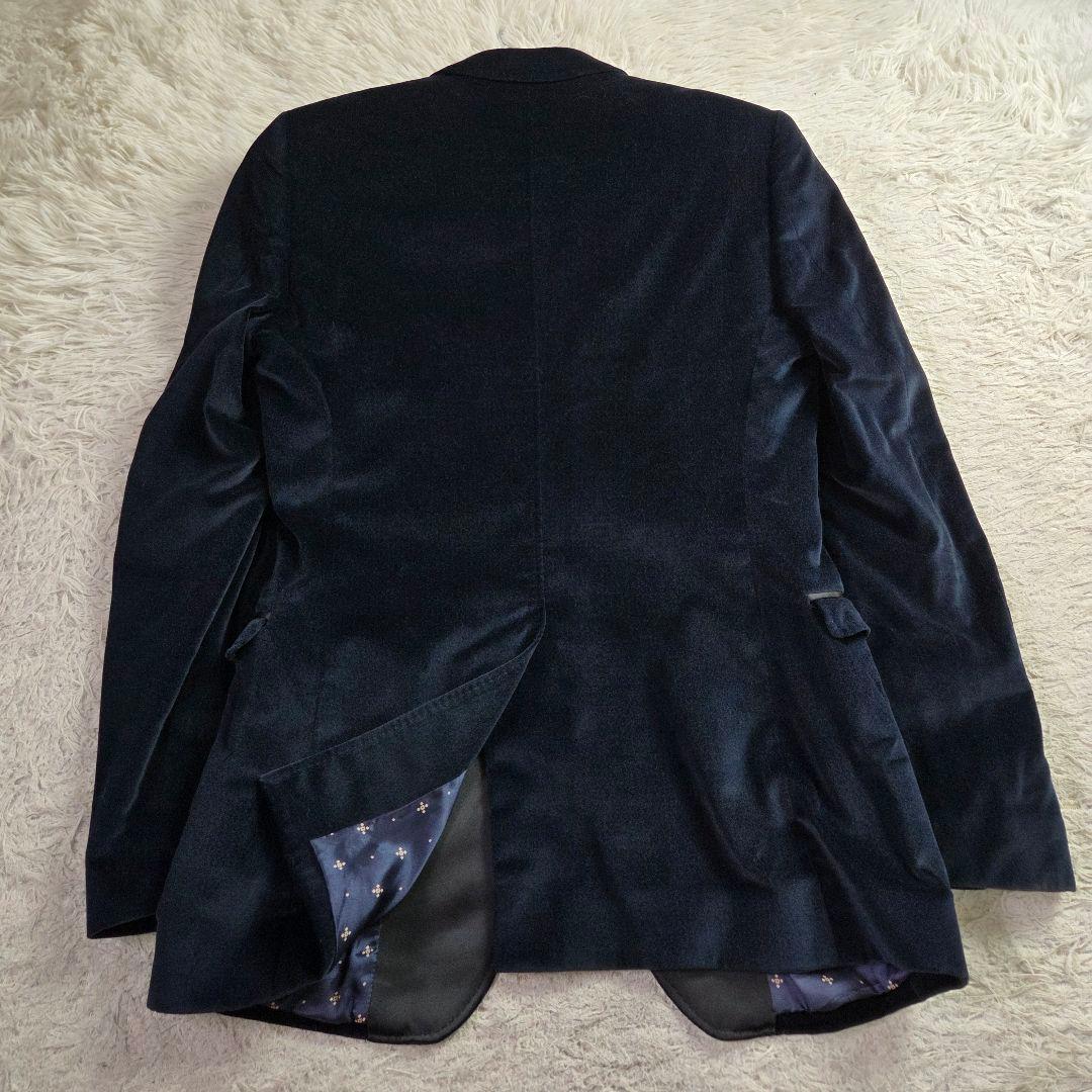 美品 ドルチェ&ガッバーナ ベロア タキシードジャケット 44 S ダークブルー