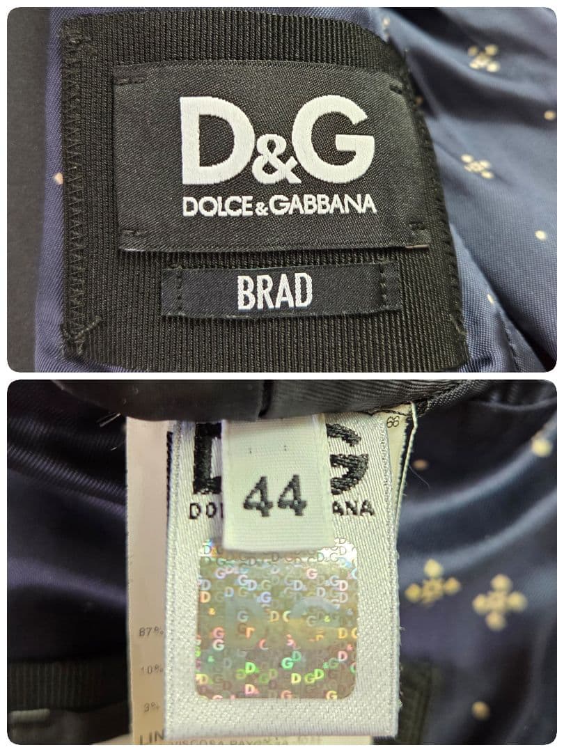 美品 ドルチェ&ガッバーナ ベロア タキシードジャケット 44 S ダークブルー