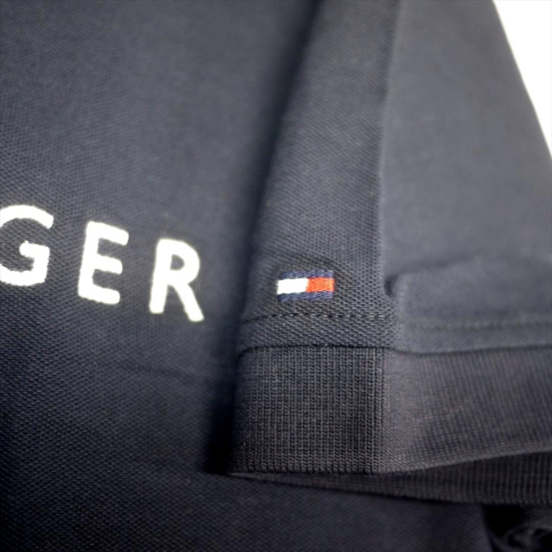 トミーヒルフィガー XL 刺繍ロゴ ストレッチ ポロシャツ 紺 ゴルフにも