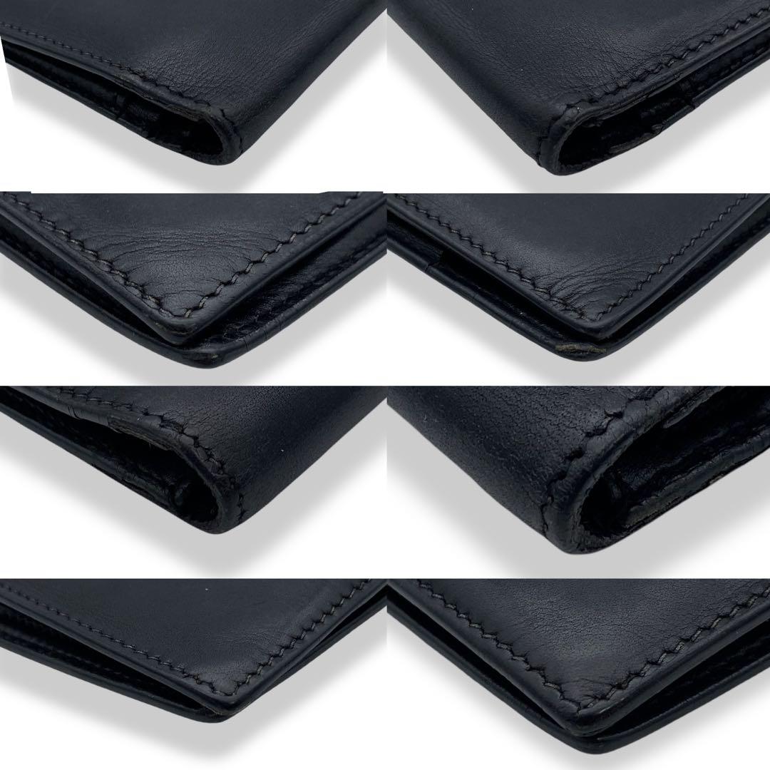 【美品】エルメス　ボックスカーフ　ベアンクラシック　折財布　ブラック　722