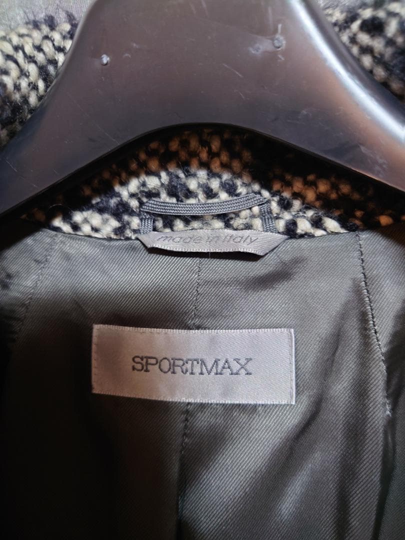 お値下げ☆美品☆SPORTMAX ☆イタリア製アルパカ混☆ツィードコート☆ ４２