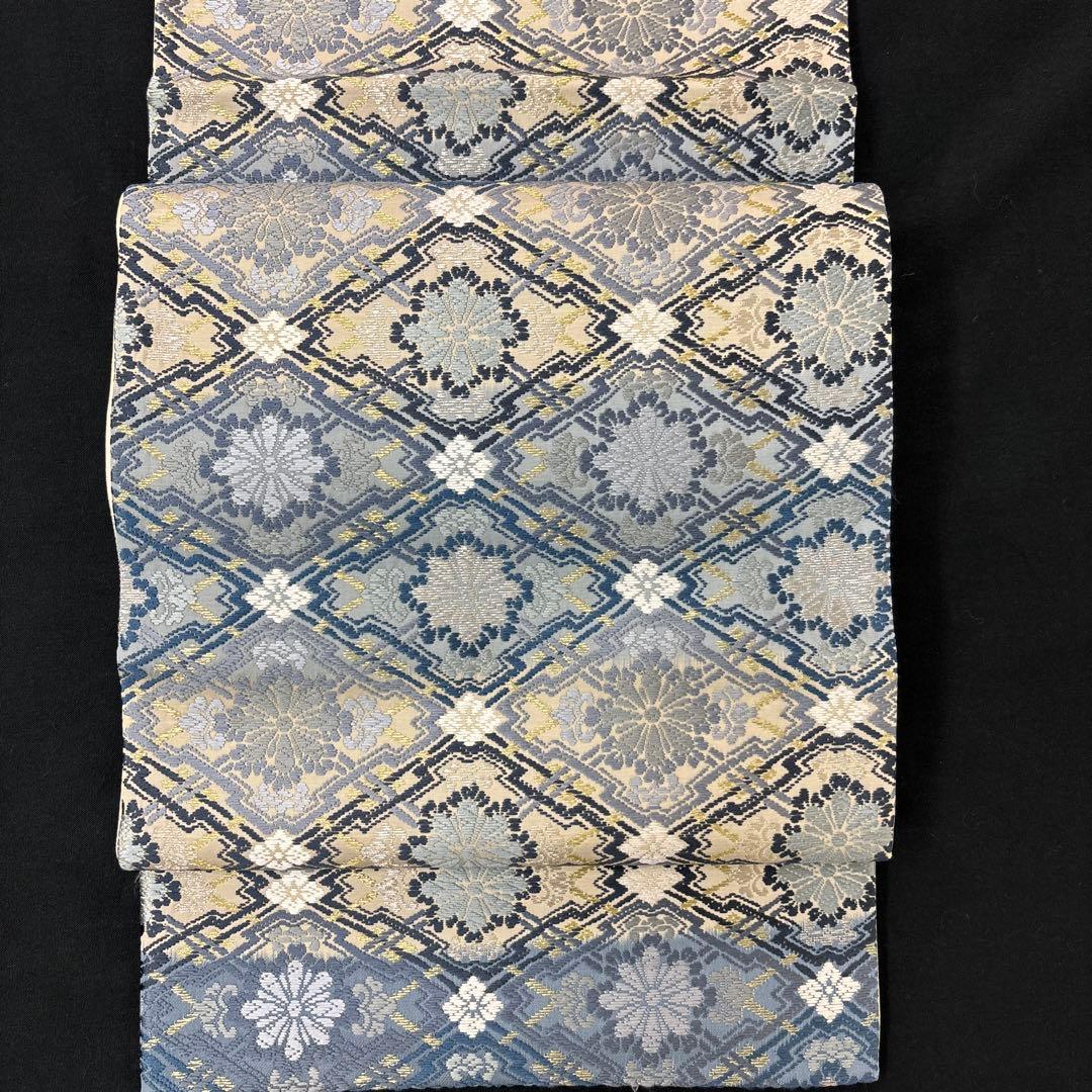 新品特選京都帯の名門細尾取扱い西陣藍染横段ボカシ袋帯（色留袖、訪問着、色無地）