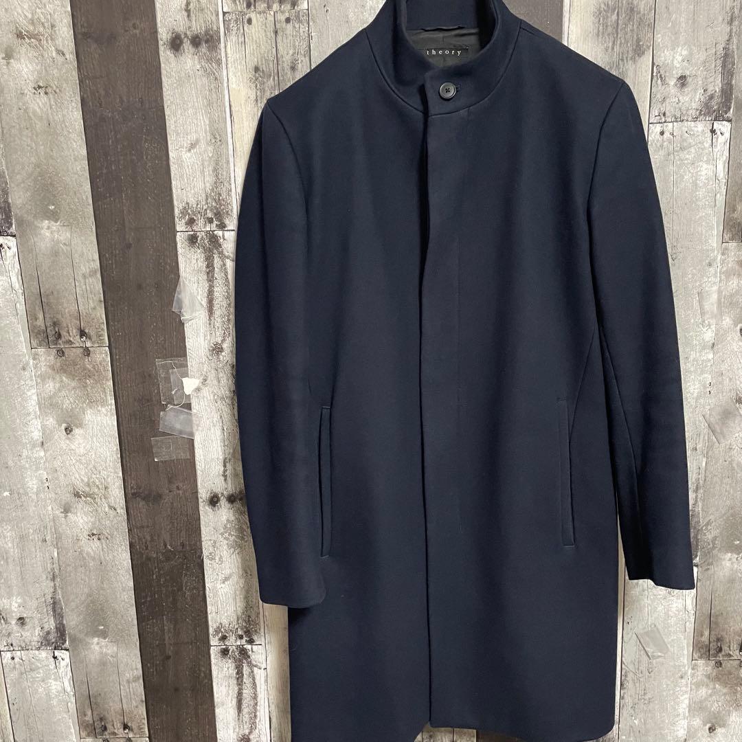 セオリー　Theory　ウールコート　羊毛　カシミヤ　比翼　ネイビー　ロング