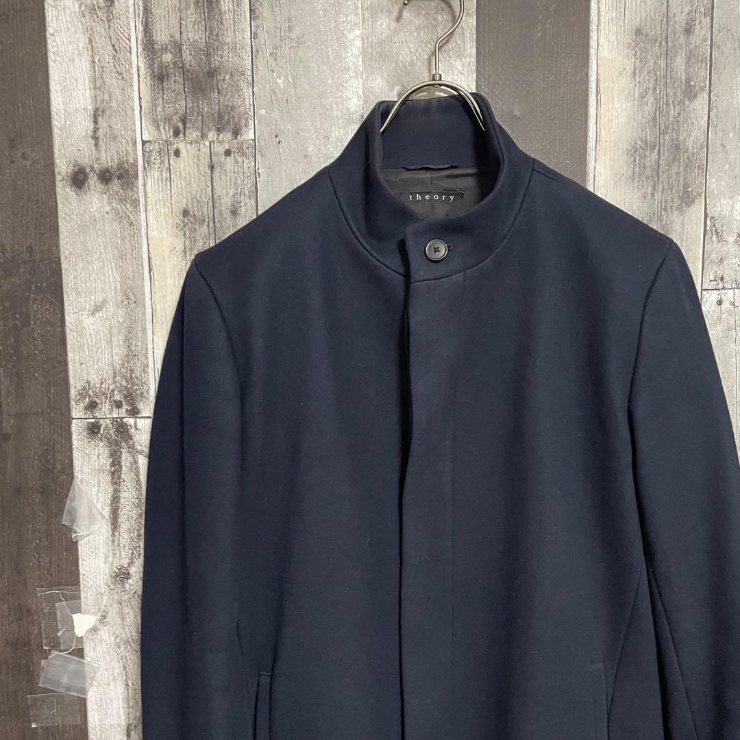 セオリー　Theory　ウールコート　羊毛　カシミヤ　比翼　ネイビー　ロング