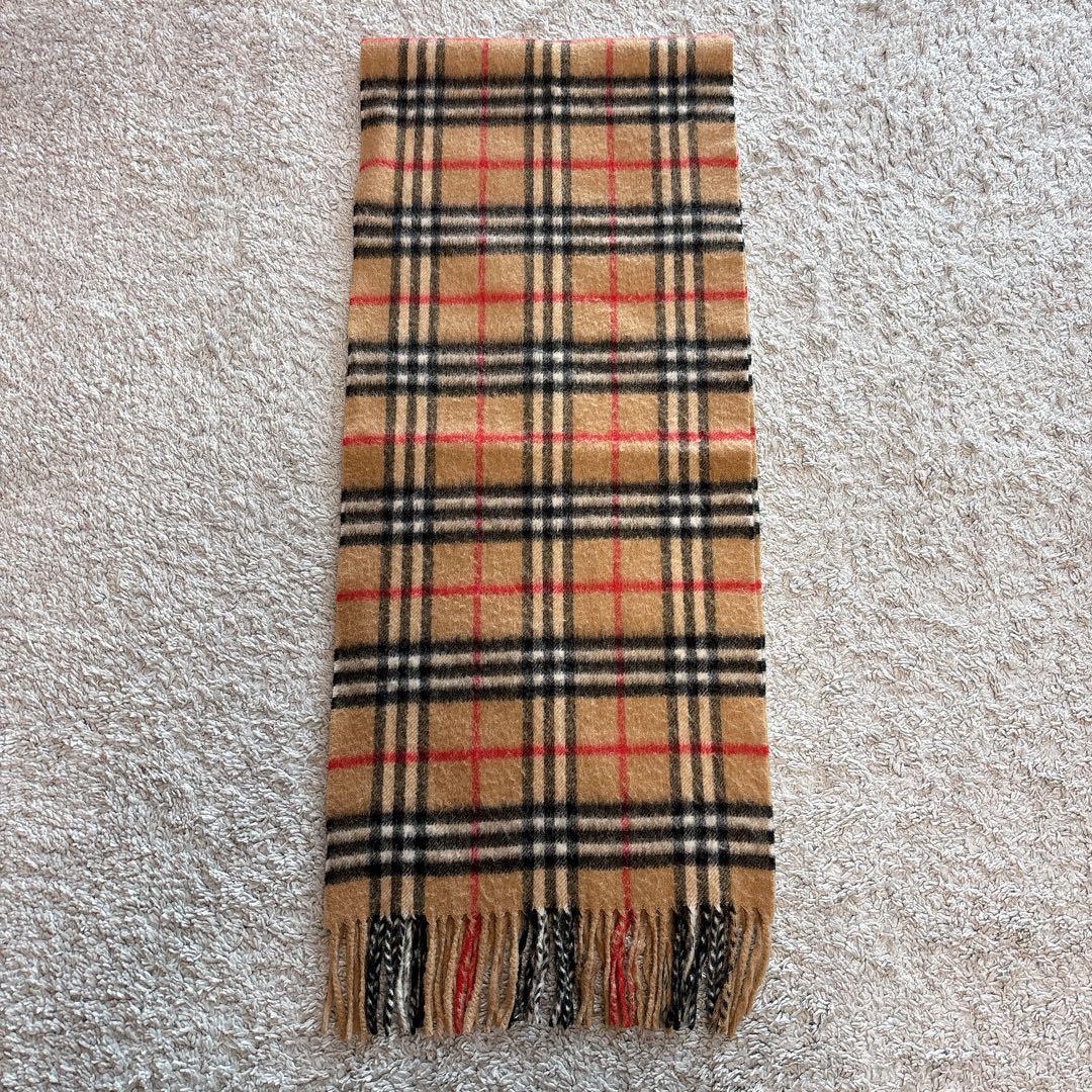 【美品】バーバリーカシミヤ100%マフラー　普遍のノバチェック柄