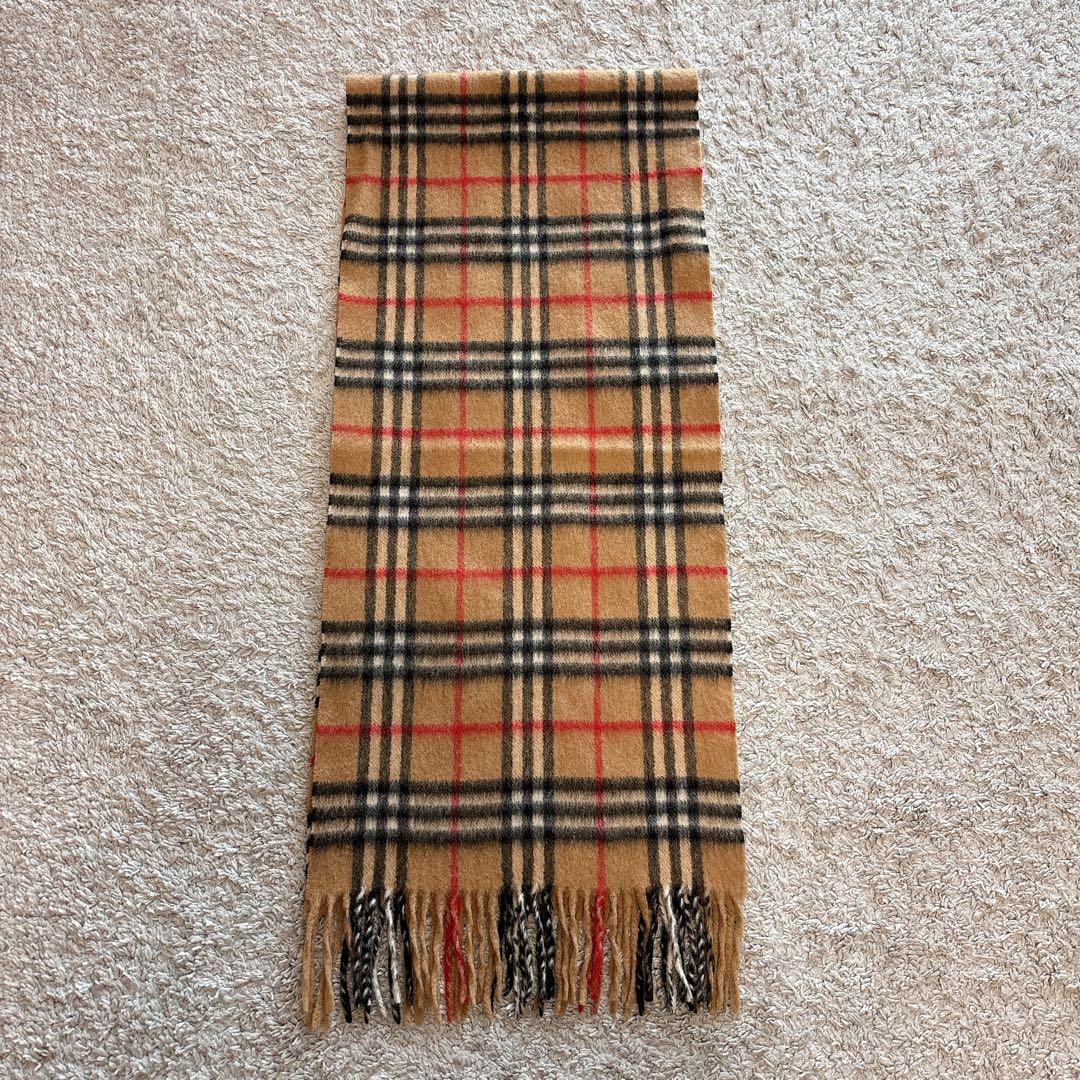 【美品】バーバリーカシミヤ100%マフラー　普遍のノバチェック柄