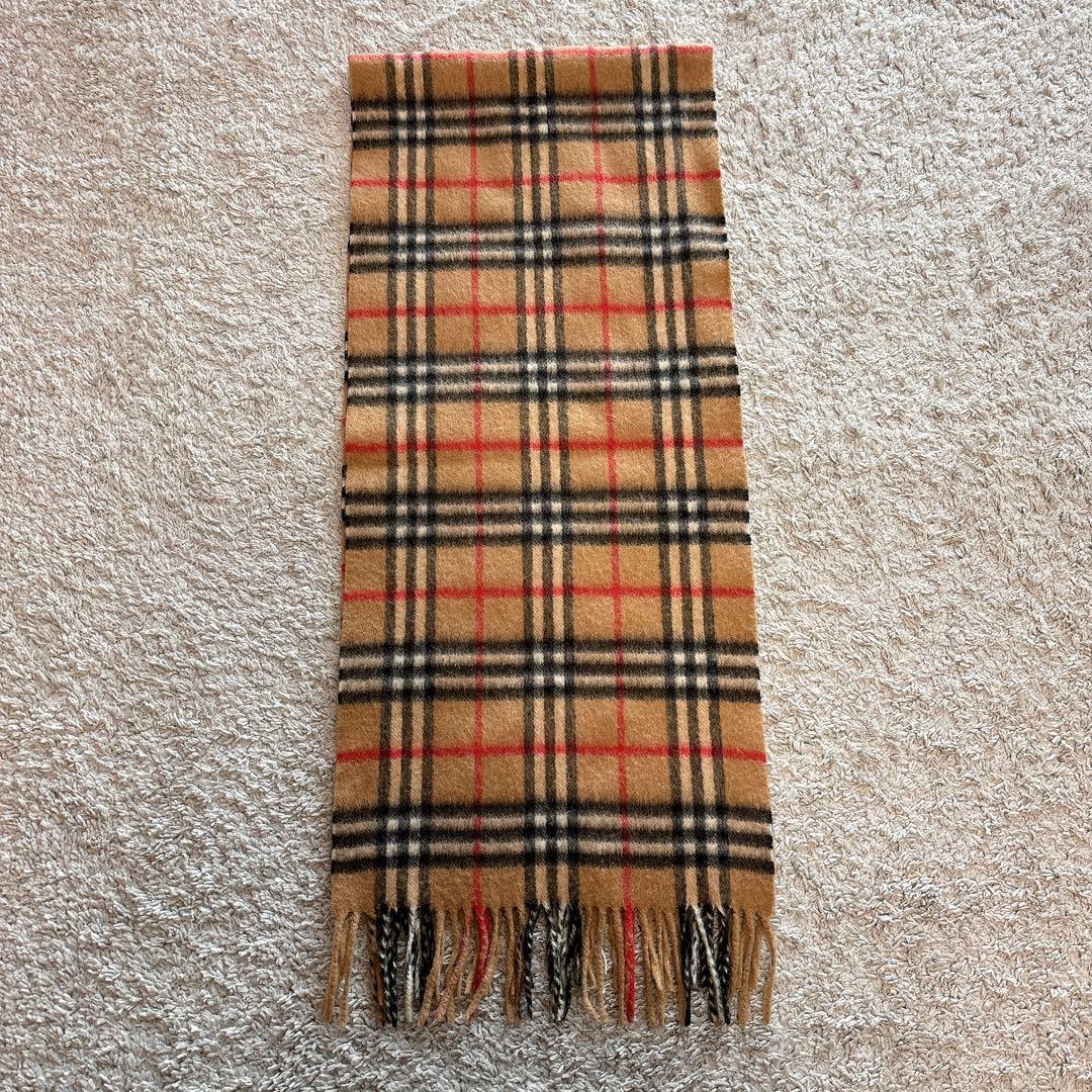 【美品】バーバリーカシミヤ100%マフラー　普遍のノバチェック柄